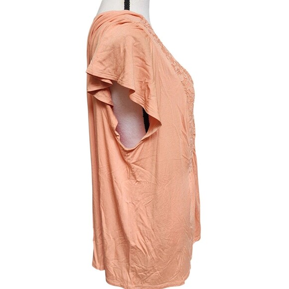 Torrid Peach Bloom Lace Ruffle Top Size 2X NWT Super Soft Flowy - Picture 3 of 8